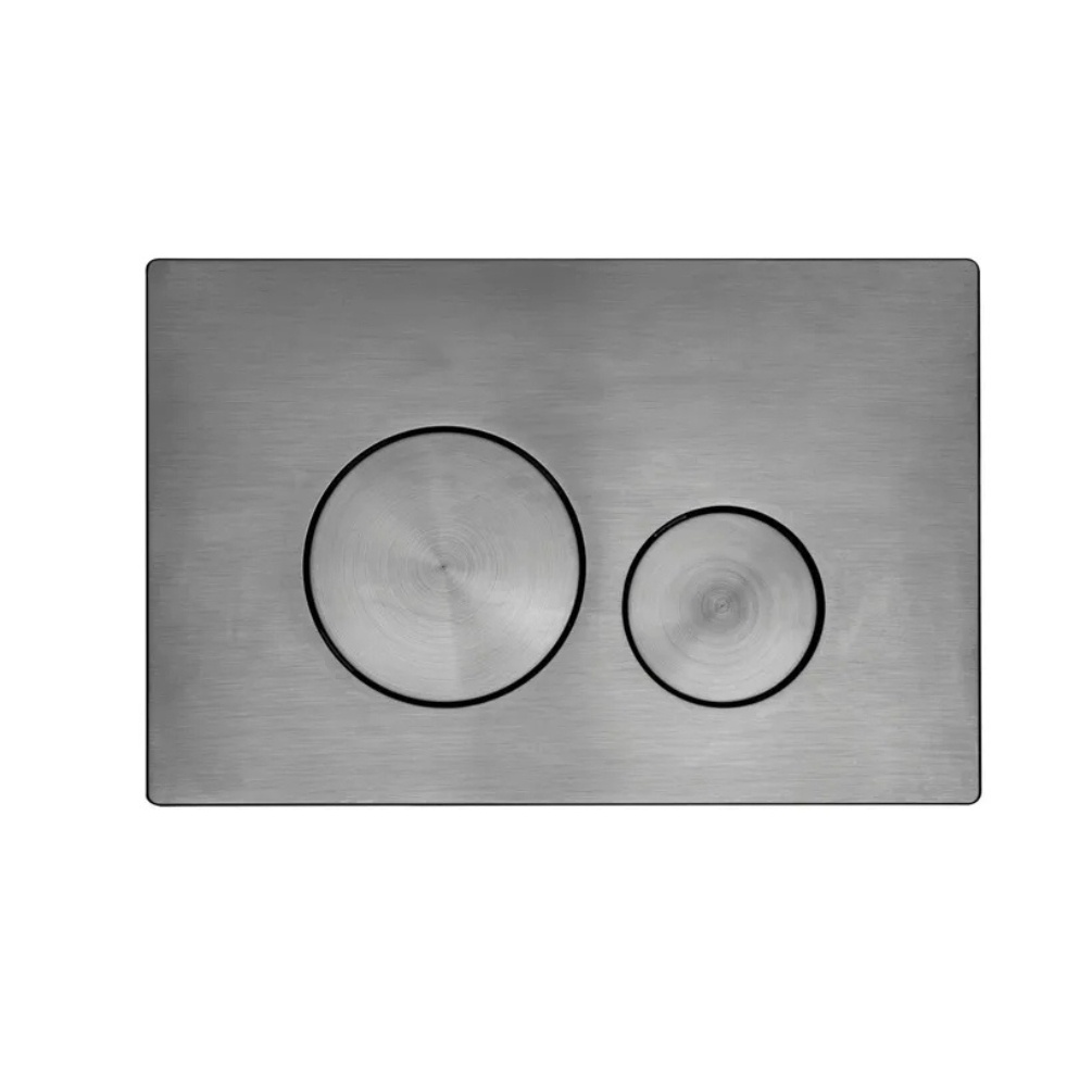 Product cut out image of the Tavistock Circles Gunmetal Dual Flush Plate